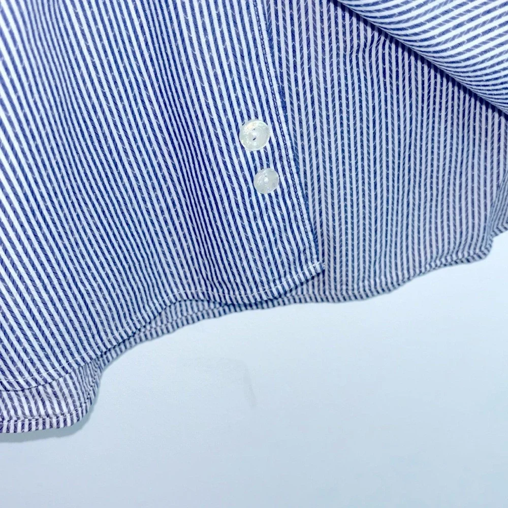 Versace Collection blue & white striped dress shirt. Size 41 - Picture 6 of 9